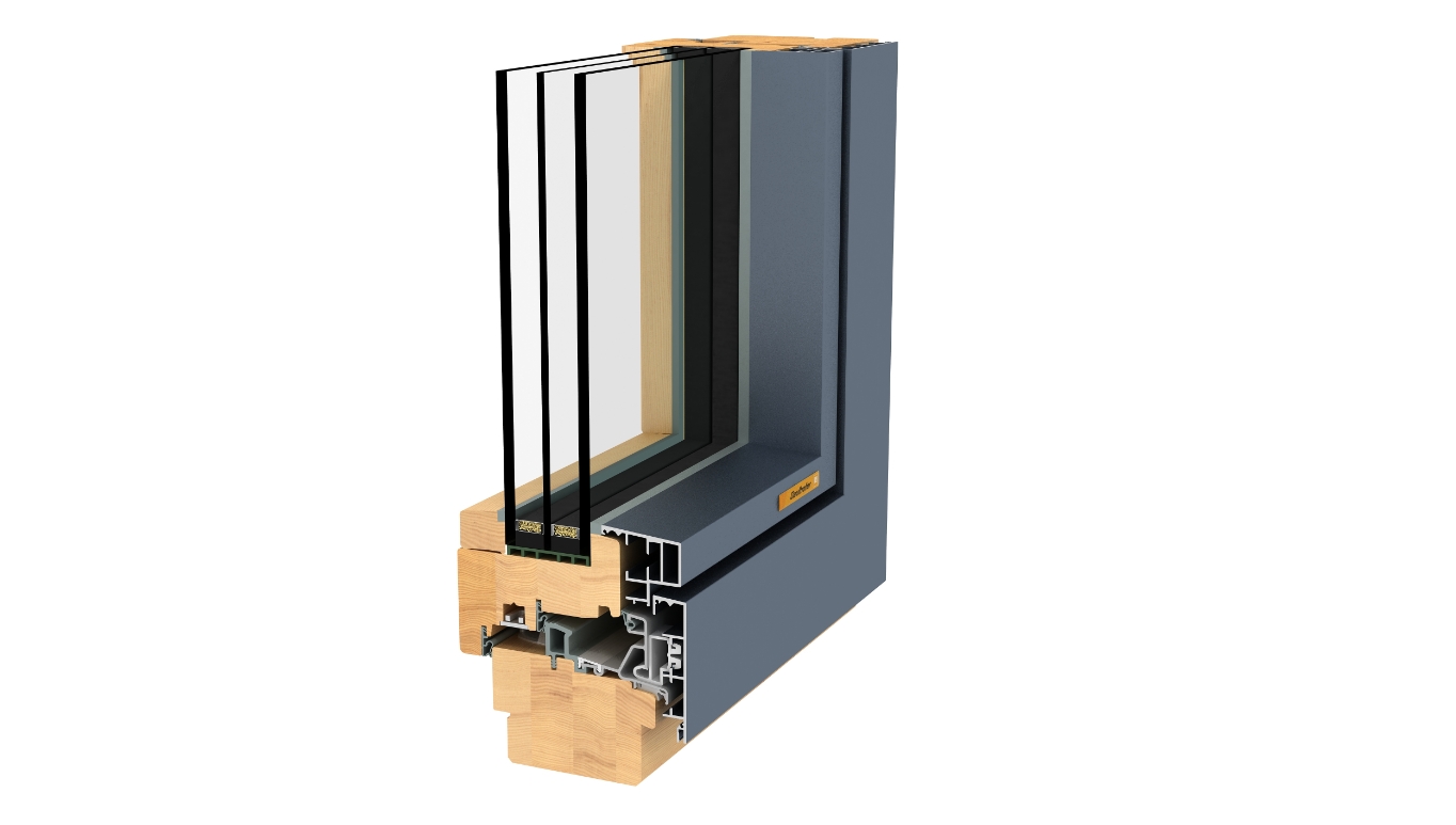 GAULHOFER Inline 91 Slim, Holz-Alu-Fenster